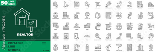 Realtor Line Editable Icons set