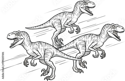 Velociraptor Troop Prehistoric Predators in Motion