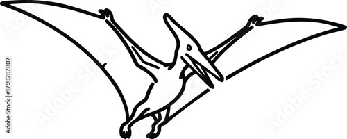 Pterodactyl Icon with Extended Wings in Black and White