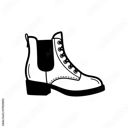 Ankle boots side view in minimalist black and white design  