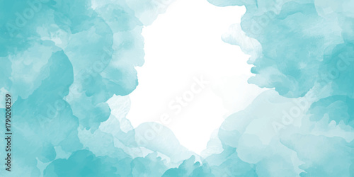 Abstract Pastel blue watercolor paint brush. watercolor texture for cards, Brushstrokes and splashes. Pastel blue texture design template for birthday invite or card	
