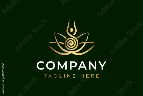 Lotus Flower Yoga Meditation Logo design vector