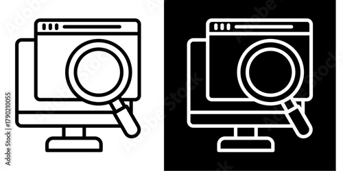 Search Information Online Icon Set White Style Collection