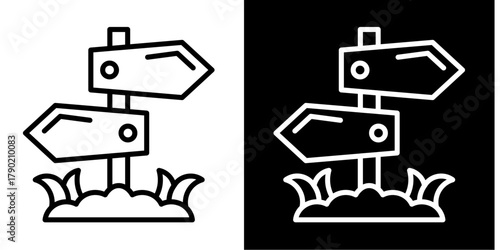 Navigation Signpost Icon Set White Style Collection