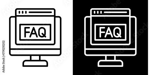 Faq Icon Set White Style Collection