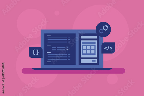 Developing and testing mobile application on a computer to implement updates and debug code.