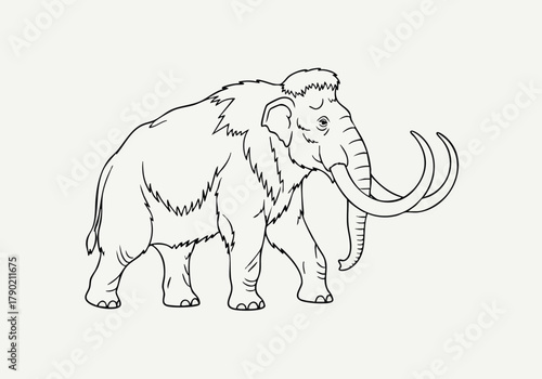 Majestic Mammoth Line Art Prehistoric Wildlife Illustration