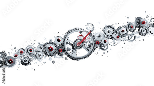 Abstract Gears and Clockwork Illustration with Red Accents