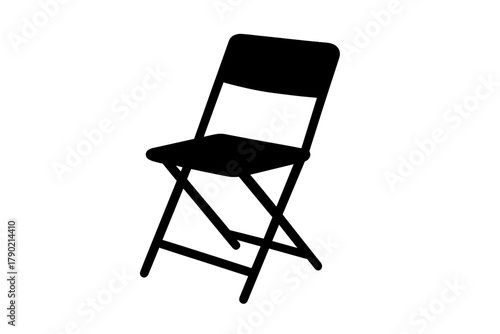Clean black silhouette of a portable collapsible folding chair for temporary seating