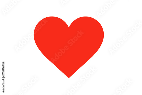 Simple red heart shape symbol of love and romance on a clean white background