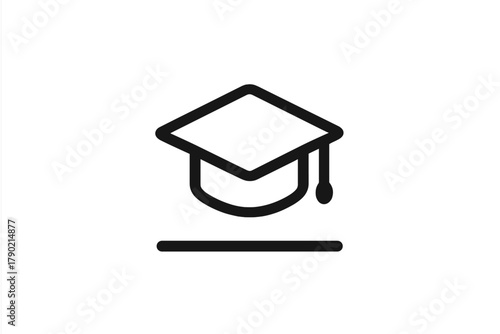 Graduation cap and tassel outline symbolizing academic achievement and university studies