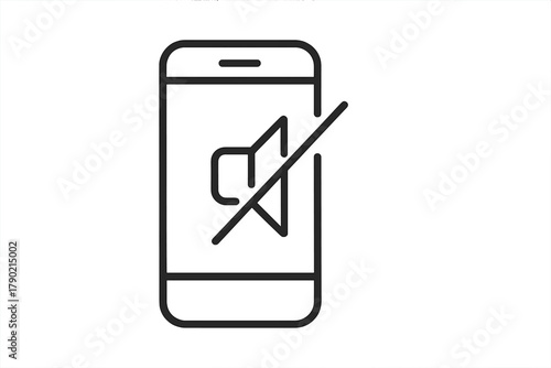 Outline symbol on a smartphone screen indicating sound is muted for quiet settings