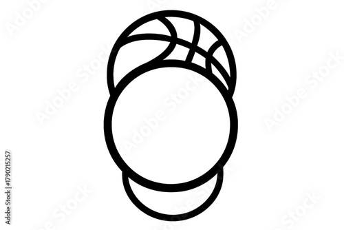 Minimalist geometric symbol of a stylized head with a basketball texture pattern