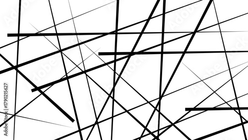 Random chaotic lines abstract geometric pattern. Black diagonal line isolated on white background.