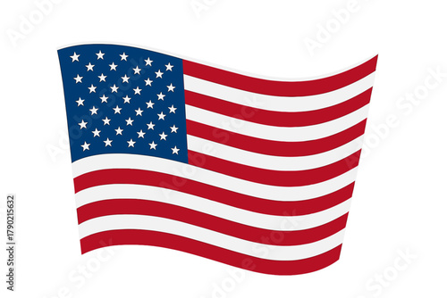 United States national flag waving in the wind against a clean white background