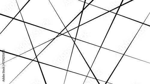 Random chaotic lines abstract geometric pattern. Black diagonal line isolated on white background.