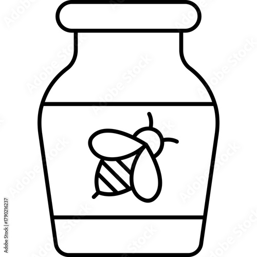 Minimalist Honey Line Icon – Outline Sweet Food, Natural Product, Beekeeping Symbol