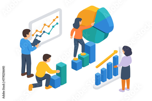 Professional team collaborating on data analysis and strategic planning with financial charts