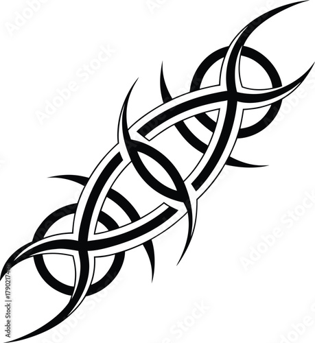 Abstract tribal tattoo design with sharp thorns and circular elements vector illustration for skin art and graphic element.