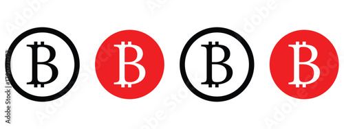 Bitcoin and Dollar Cryptocurrency Icon Set – Digital Currency, Blockchain, Money Exchange, and Payment Vector Symbols