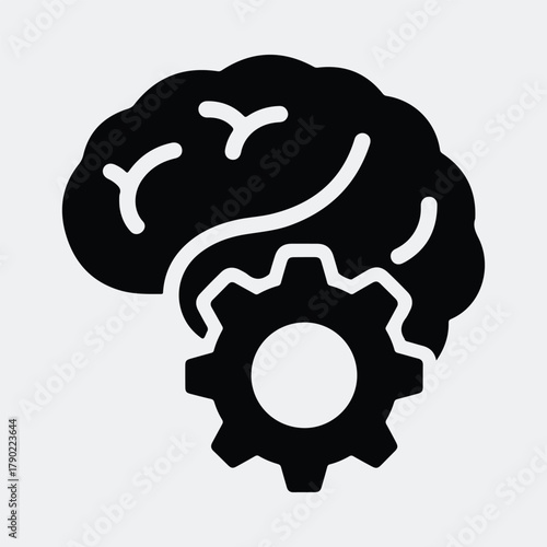 Silhouette brain with gear concept for artificial intelligence vector illustration