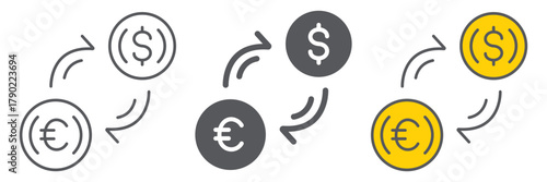 Money exchange line icon, finance and banking, currency transfer sign, vector graphics, a linear pattern on a white background.