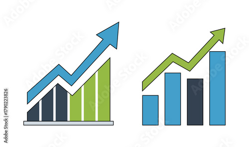 Business growth success chart with arrow. growth up arrow graph vector symbol