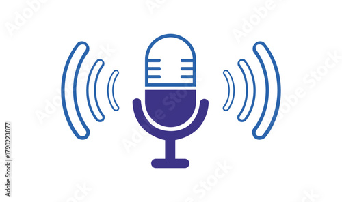 Microphone icon with sound waves microphone icon with sound waves digital audio recording device.