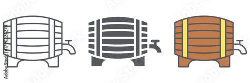 Barrel of beer icon, alcohol and pub, brewery sign, vector graphics, a linear pattern on a white background.