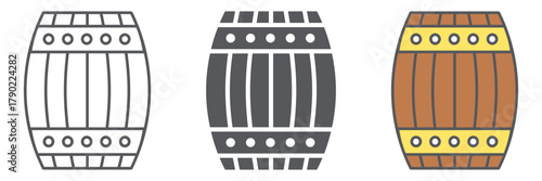 Barrel icon, container and storage, wooden keg sign, vector graphics, a linear pattern on a white background.