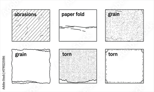 Variety of Paper Textures and Effects Abrasion, Folds, and Tears