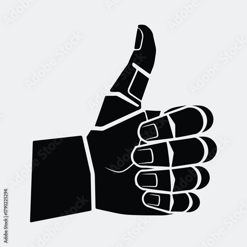 Silhouette of thumbs up hand gesture sign vector illustration