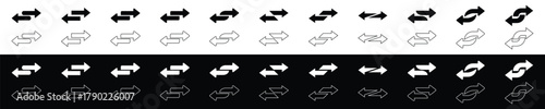 Bidirectional Arrow Icon Set Double Sided Arrows, Exchange, Transfer, Swap Symbols Vector.