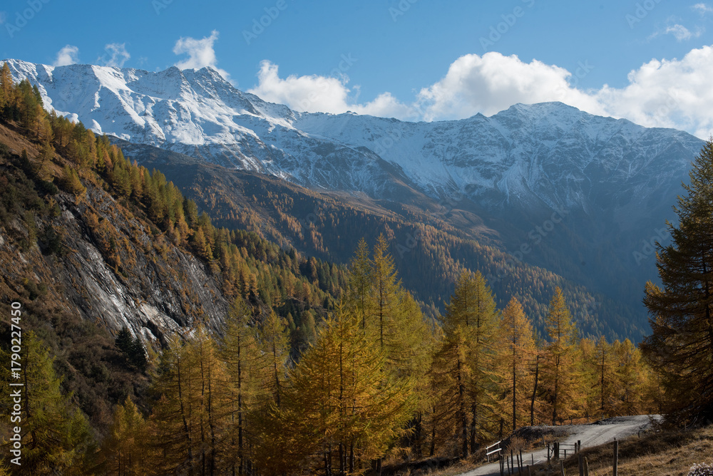 Obraz premium Mountain Hiking Trail in the Autumn Alps