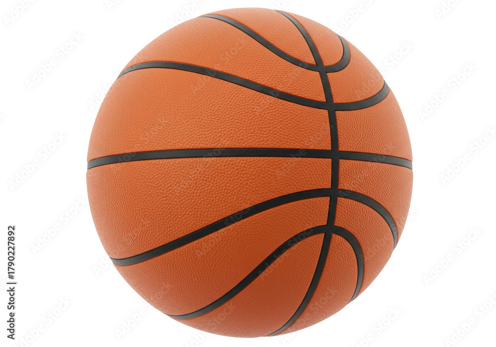Fototapeta premium Isolated Basketball on Neutral Backdrop, Orange Leather Ball, Sport Equipment, Exercise
