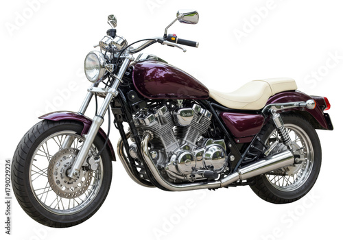 Obraz na plátně Isolated Burgundy Custom Motorcycle Classic Cruiser Style, a Powerful Touring Ve