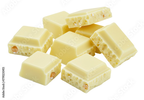 Isolated white chocolate bars with nuts, a sweet dessert treat to indulge and enjoy yourself