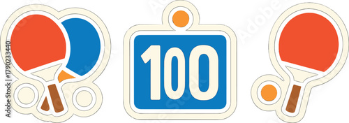 Colorful ping pong paddles and scoreboard design on gradient background