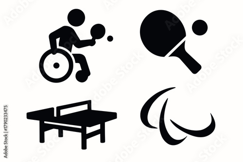 Adaptive table tennis icons: para sports and accessibility designs