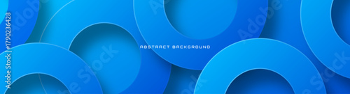 3D blue abstract background overlap layer on bright space with circles effect decoration. Modern graphic design element cutout style concept for web banner, art, flyer, card, or brochure cover