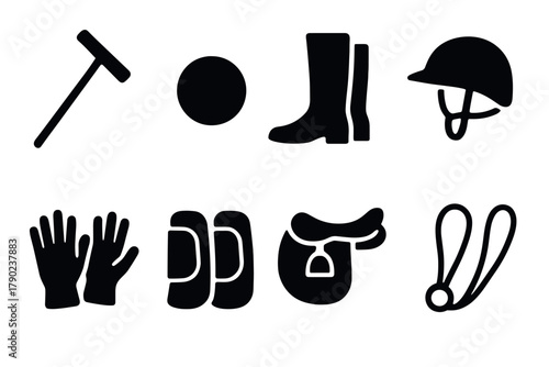Equestrian equipment silhouettes: essential horseback riding tools and gear