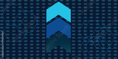 Light arrow up on grid dark background illustration copy space digital growth concept.eps10