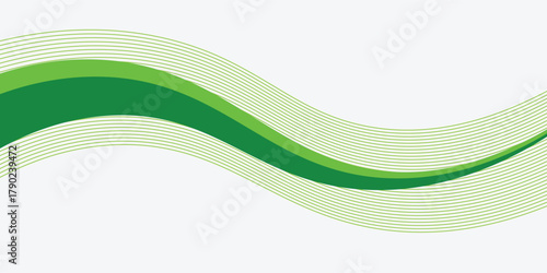 Abstract White and Green wave wide background banner