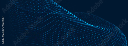 Abstract vector background with a dynamic light wave. Multiple bright dots form smooth waves. The light emanate creates a sense of depth and elegance. Futuristic 3D dot wave.