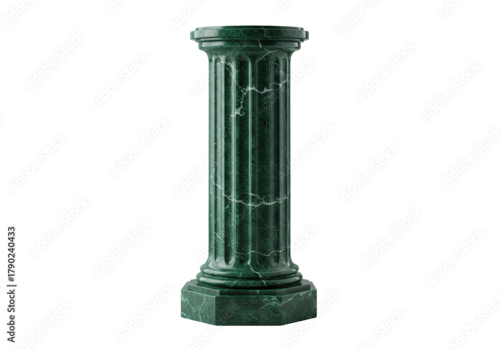 Obraz premium Isolated green marble Doric column antique style, classical art pedestal stand decoration
