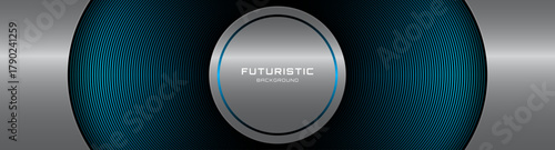 3D silver circles techno abstract background overlap layer on dark space with blue lines effect decoration. Modern graphic design element stripes style concept for web, flyer, card, or brochure cover