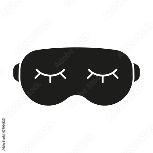 Sleep Mask With Eyelashes Solid Icon. Rest, Relaxation, And Sleep Aid Silhouette Symbol. Promotes Comfortable Sleep Environment. Isolated Vector Illustration