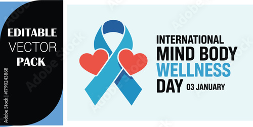 International Mind Body Wellness Day Ribbon and Hearts