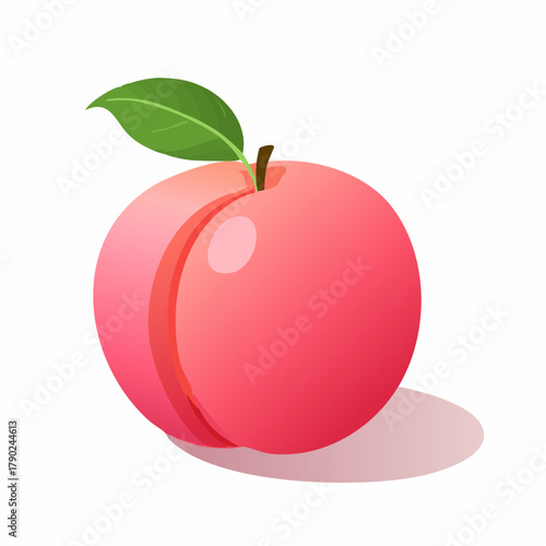 A plump, fuzzy peach with a delicate blush of pink rests gracefully, casting a soft shadow.