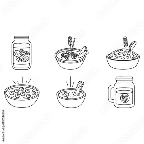 Breakfast, oatmeal and cereals icon vector